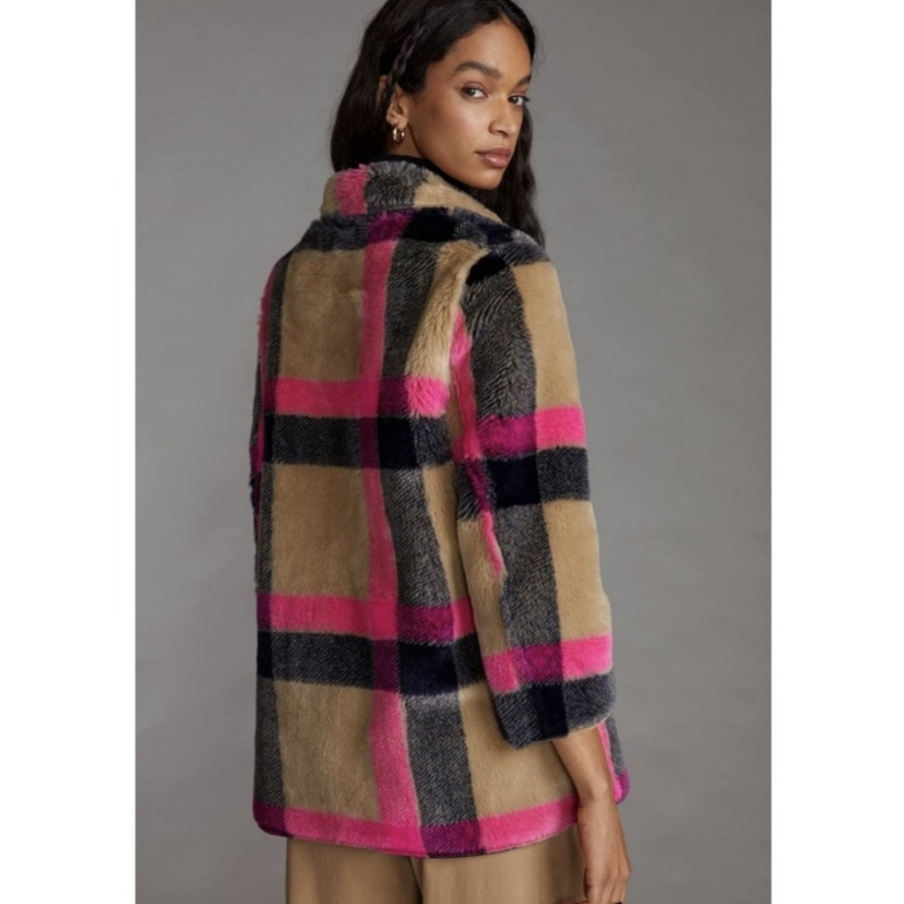 Anthropologie Vilagallo Hot Pink Teddy Coat - Picture 4 of 12